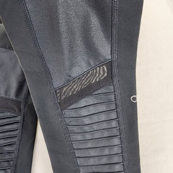 ALO Yoga Gray Moto Leggings Nylon Spandex Mesh Active Running Workout Gym Fit - Picture 5 of 16